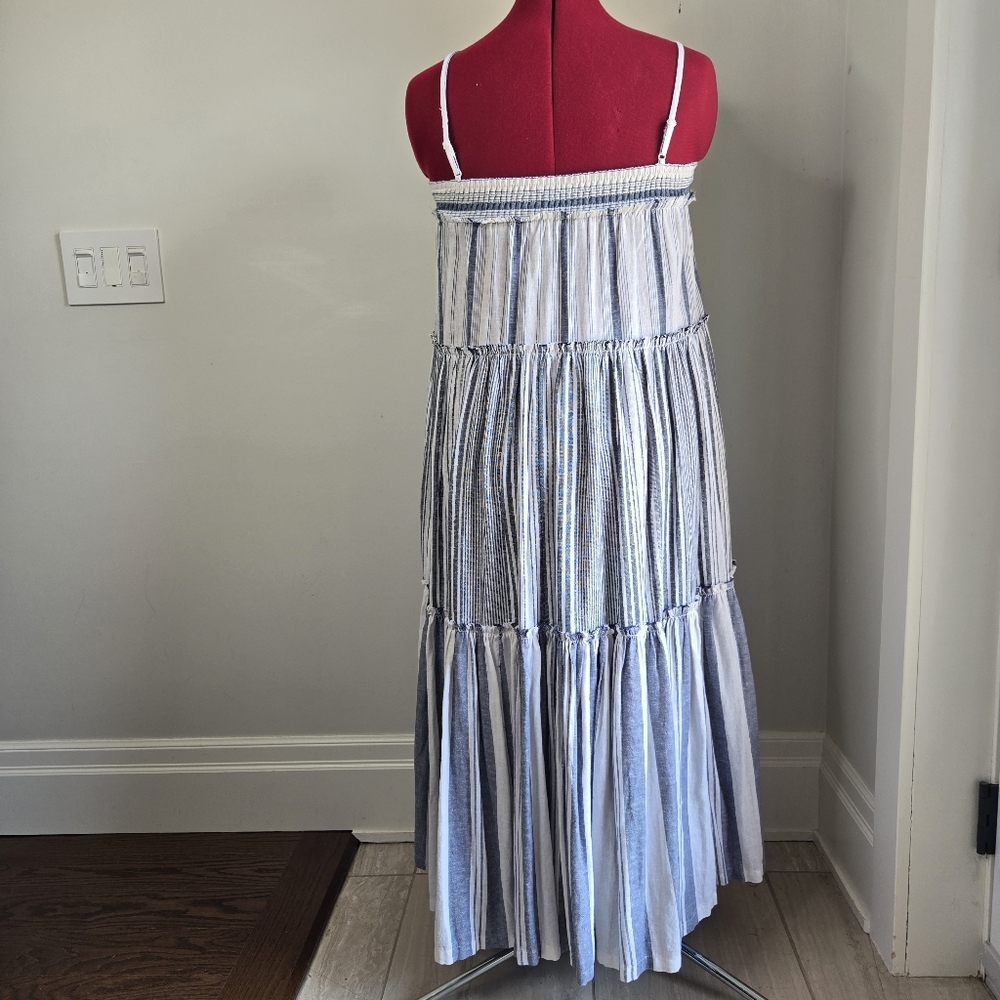 NWOT J CREW Linen Flounced Cover Up Beach Sun Strappy Maxi Dress* White … - Picture 9 of 14
